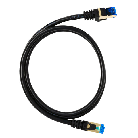 QualGear QG-CAT7R-3FT-BLK CAT 7 S/FTP Ethernet Cable Length 3 feet - 26 AWG, 10 Gbps, Gold Plated Contacts, RJ45, 99.99% OFC Copper, Color Black