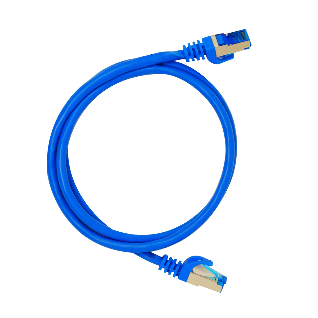 QualGear QG-CAT7R-3FT-BLU CAT 7 S/FTP Ethernet Cable Length 3 feet - 26 AWG, 10 Gbps, Gold Plated Contacts, RJ45, 99.99% OFC Copper, Color Blue