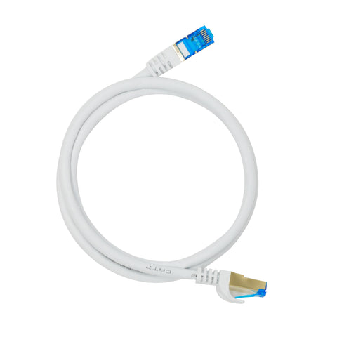 QualGear QG-CAT7R-3FT-WHT CAT 7 S/FTP Ethernet Cable Length 3 feet - 26 AWG, 10 Gbps, Gold Plated Contacts, RJ45, 99.99% OFC Copper, Color White