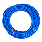 QualGear QG-CAT7R-50FT-BLU CAT 7 S/FTP Ethernet Cable Length 50 feet - 26 AWG, 10 Gbps, Gold Plated Contacts, RJ45, 99.99% OFC Copper, Color Blu