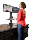 Star Ergonomics Electric Dual Monitor Sit Stand Desktop Workstation - Standing position